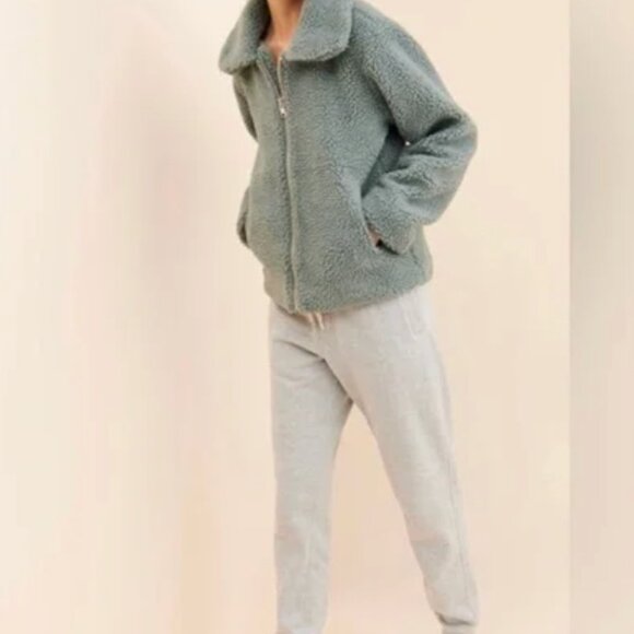 BDG Teddy Green Fleece Jacket - Picture 2 of 7